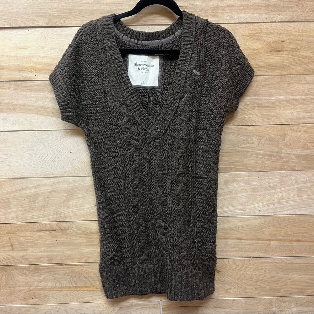 Abercrombie and fitch Y2K brown knit preppy vintage short sleeve sweater dress